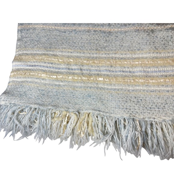 The Weave O' the Irish Other - The Weave O the Irish Mohair Blend Striped Fringed Throw Blanket Made in Ireland